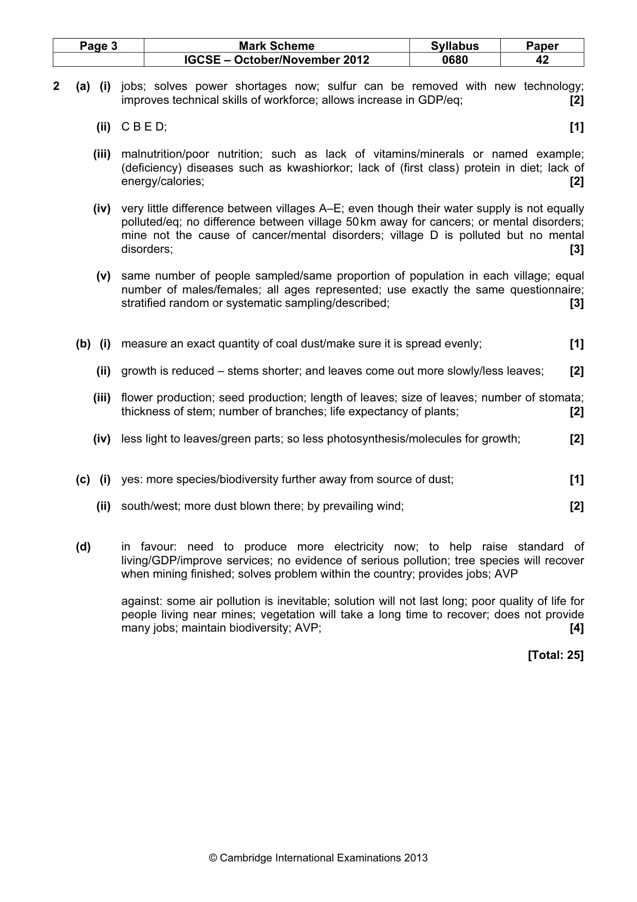 Mark scheme, page 3 of 3