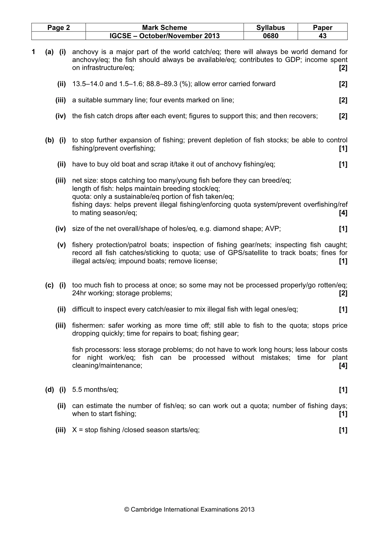 Mark scheme, page 2 of 3
