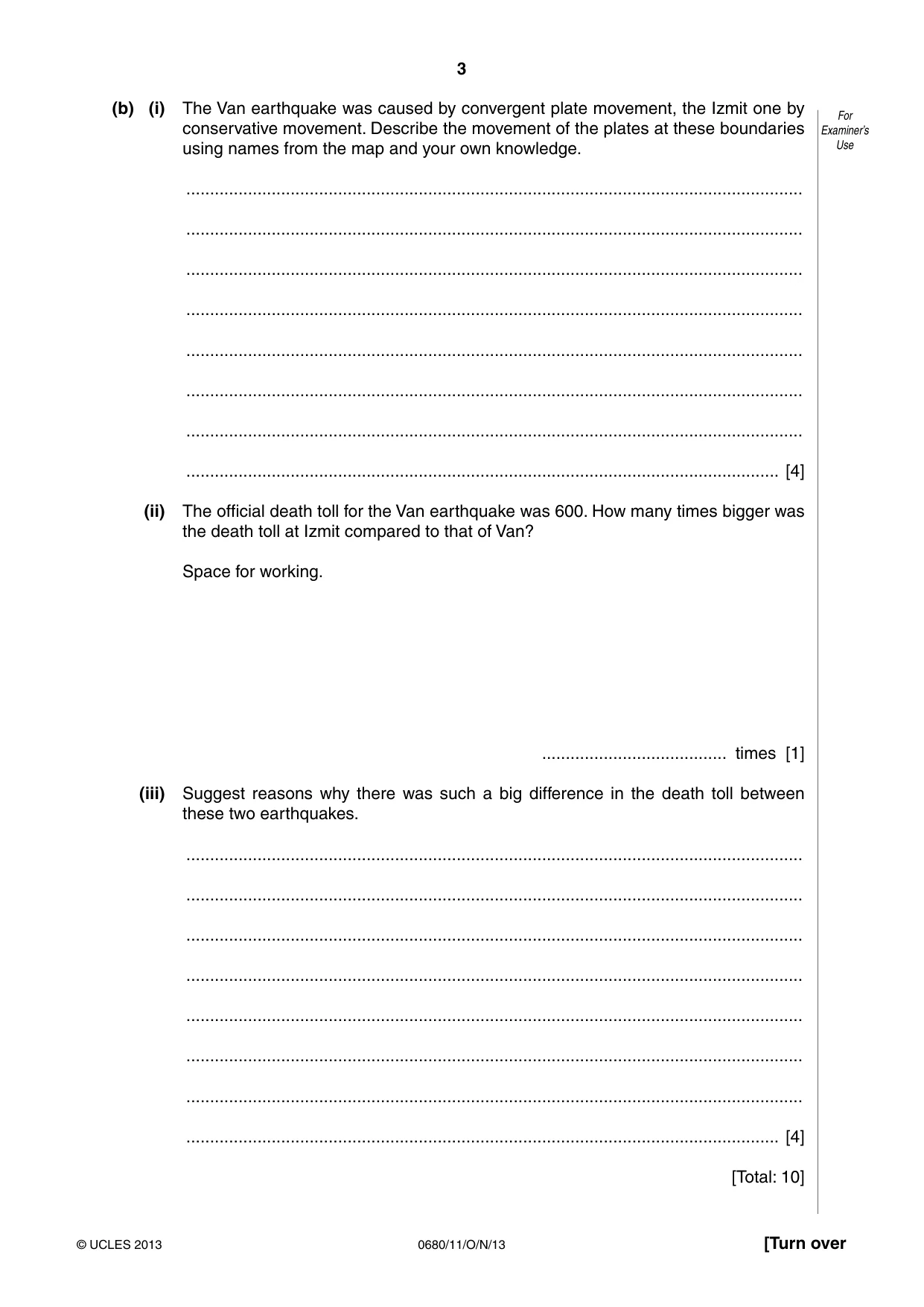 Cambridge IGCSE Environmental Management 0680 2013 Oct/Nov Paper 1 · Variant 1 question paper, page 3 of 16