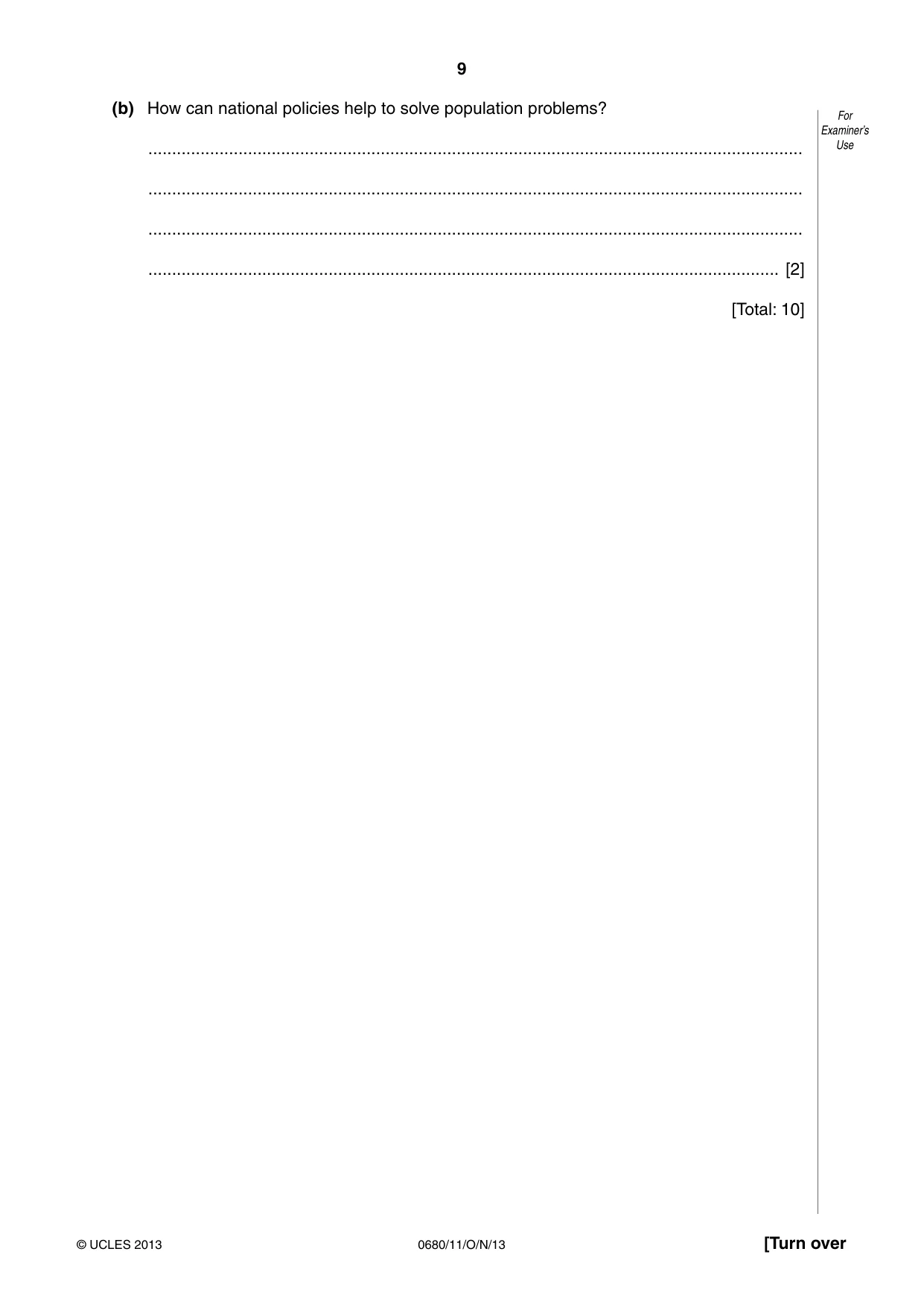 Cambridge IGCSE Environmental Management 0680 2013 Oct/Nov Paper 1 · Variant 1 question paper, page 9 of 16