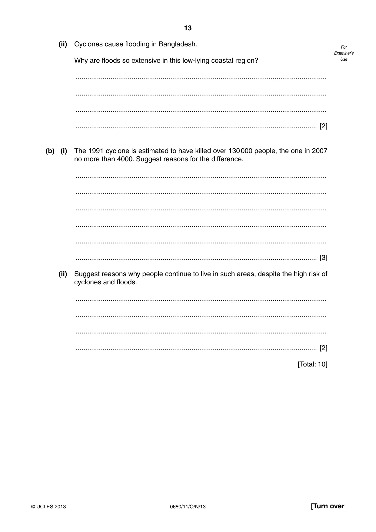 Cambridge IGCSE Environmental Management 0680 2013 Oct/Nov Paper 1 · Variant 1 question paper, page 13 of 16