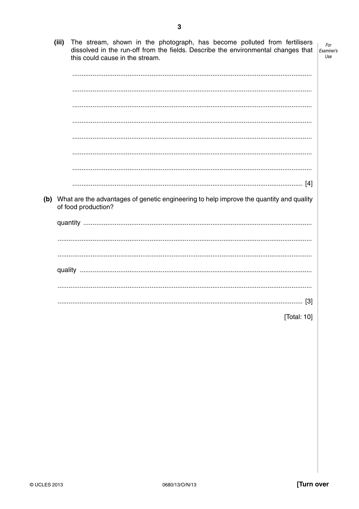 Cambridge IGCSE Environmental Management 0680 2013 Oct/Nov Paper 1 · Variant 3 question paper, page 3 of 16