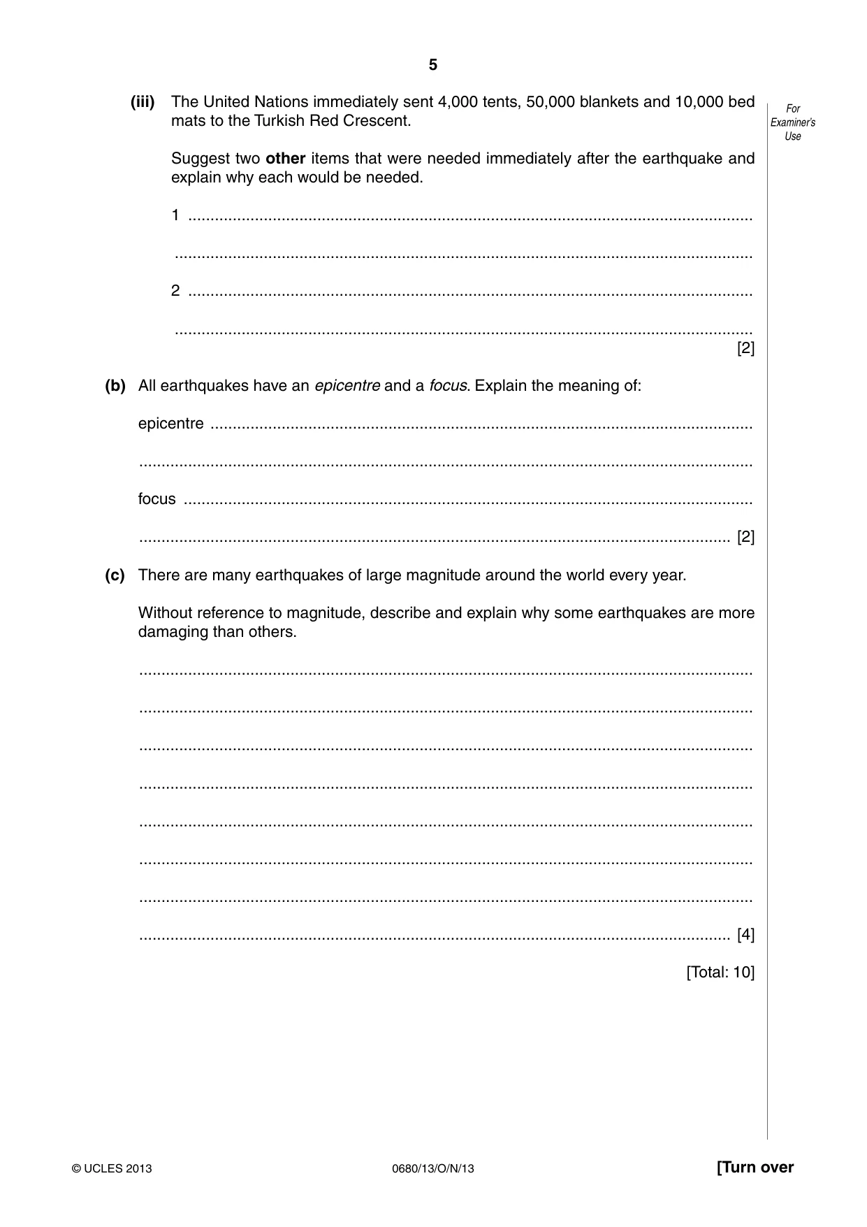 Cambridge IGCSE Environmental Management 0680 2013 Oct/Nov Paper 1 · Variant 3 question paper, page 5 of 16