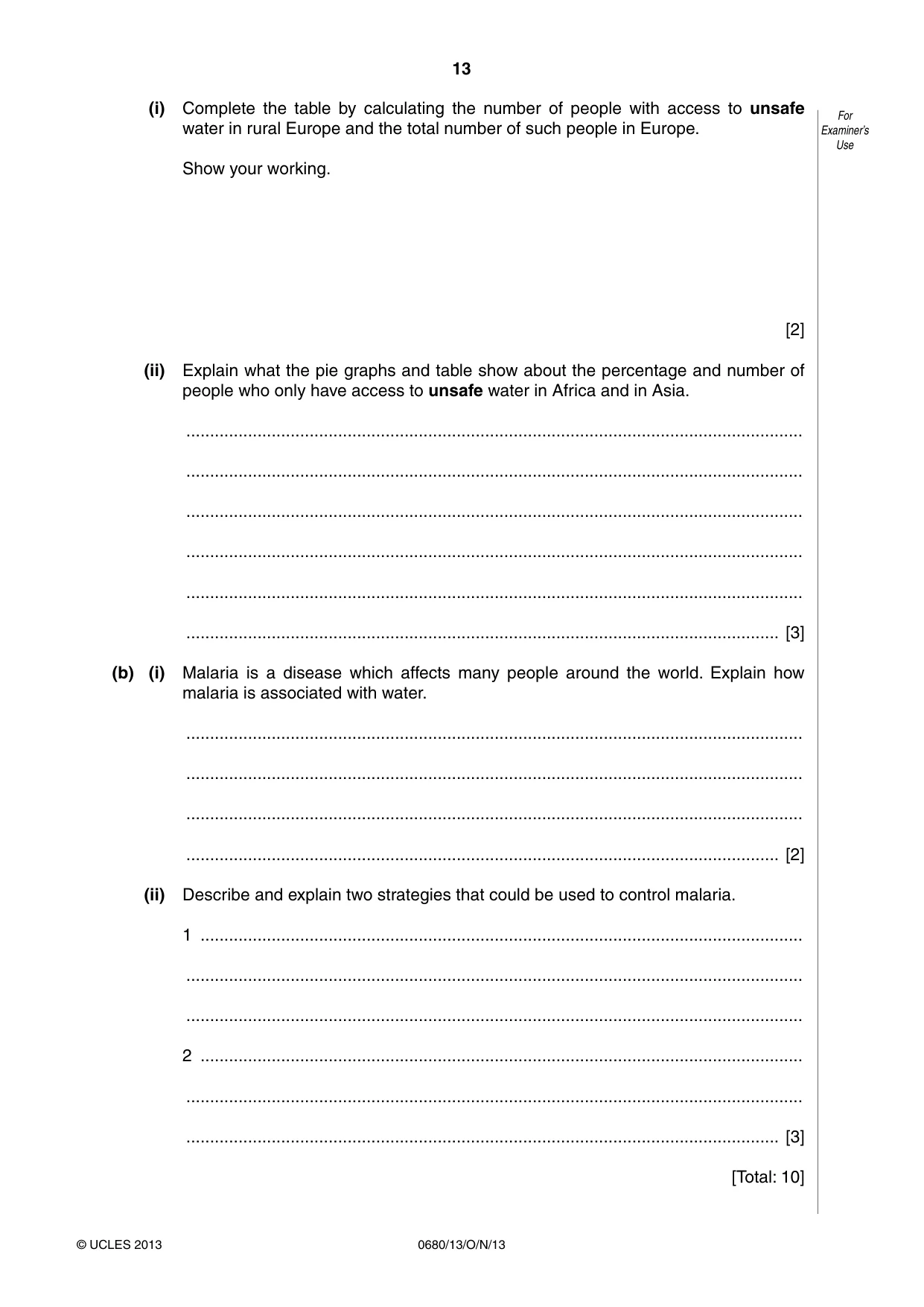 Cambridge IGCSE Environmental Management 0680 2013 Oct/Nov Paper 1 · Variant 3 question paper, page 13 of 16