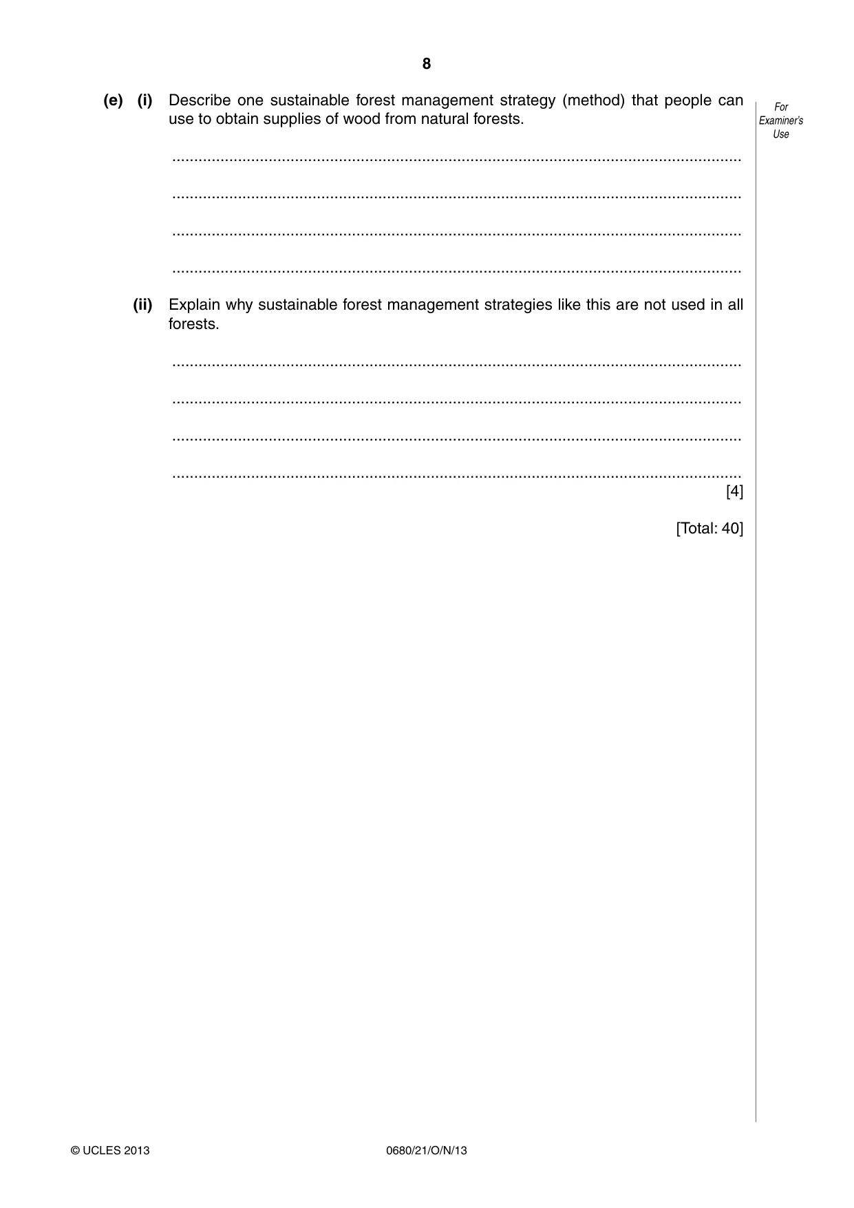 Cambridge IGCSE Environmental Management 0680 2013 Oct/Nov Paper 2 · Variant 1 question paper, page 8 of 16
