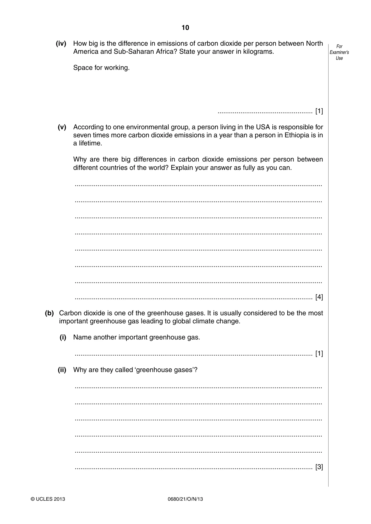 Cambridge IGCSE Environmental Management 0680 2013 Oct/Nov Paper 2 · Variant 1 question paper, page 10 of 16