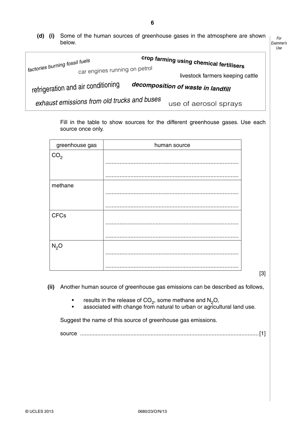 Cambridge IGCSE Environmental Management 0680 2013 Oct/Nov Paper 2 · Variant 3 question paper, page 6 of 16