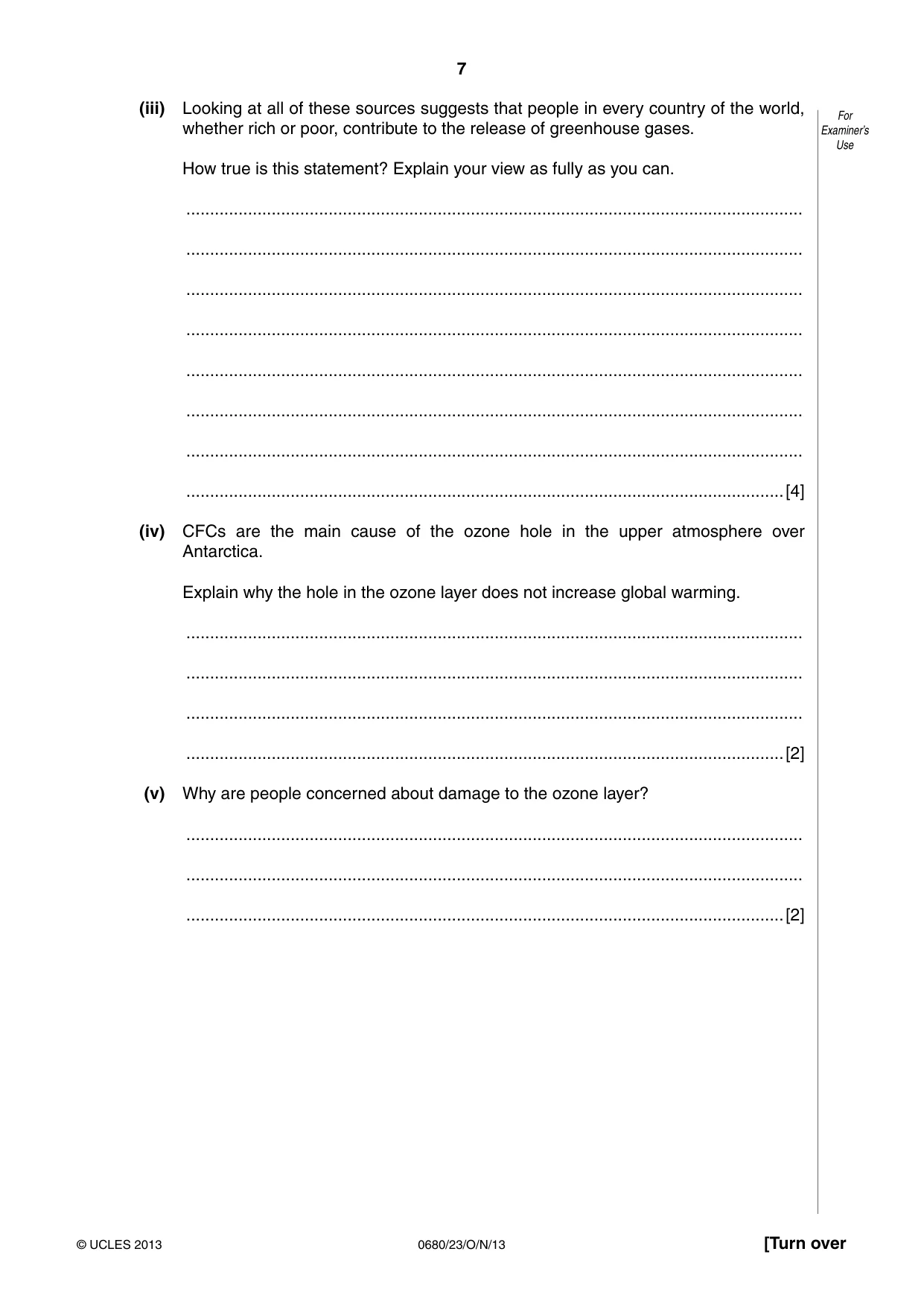 Cambridge IGCSE Environmental Management 0680 2013 Oct/Nov Paper 2 · Variant 3 question paper, page 7 of 16