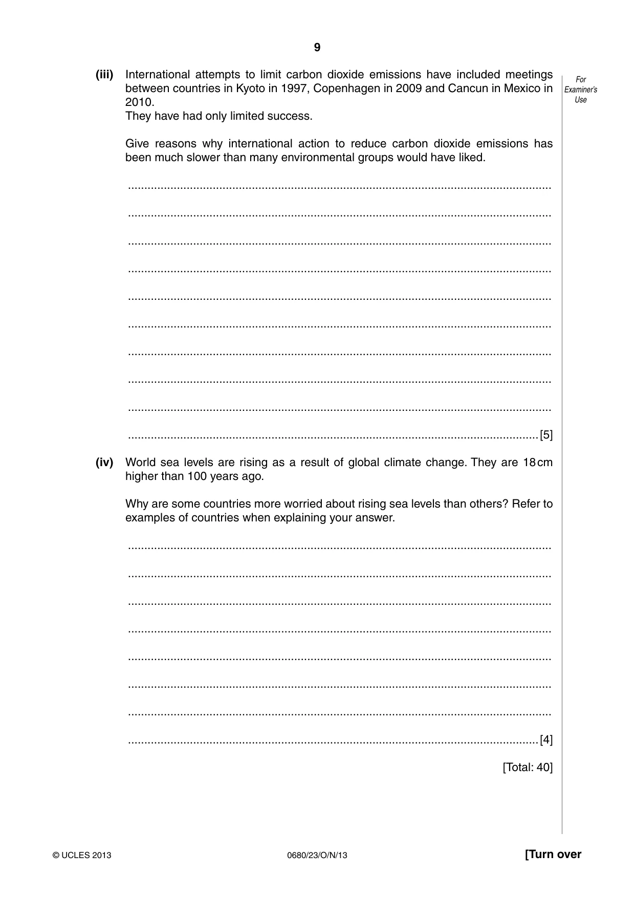 Cambridge IGCSE Environmental Management 0680 2013 Oct/Nov Paper 2 · Variant 3 question paper, page 9 of 16