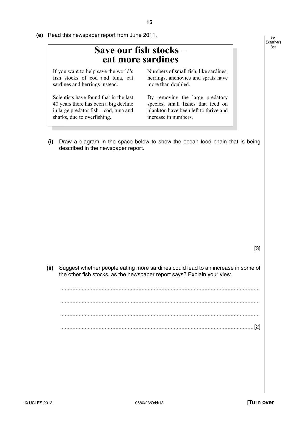Cambridge IGCSE Environmental Management 0680 2013 Oct/Nov Paper 2 · Variant 3 question paper, page 15 of 16
