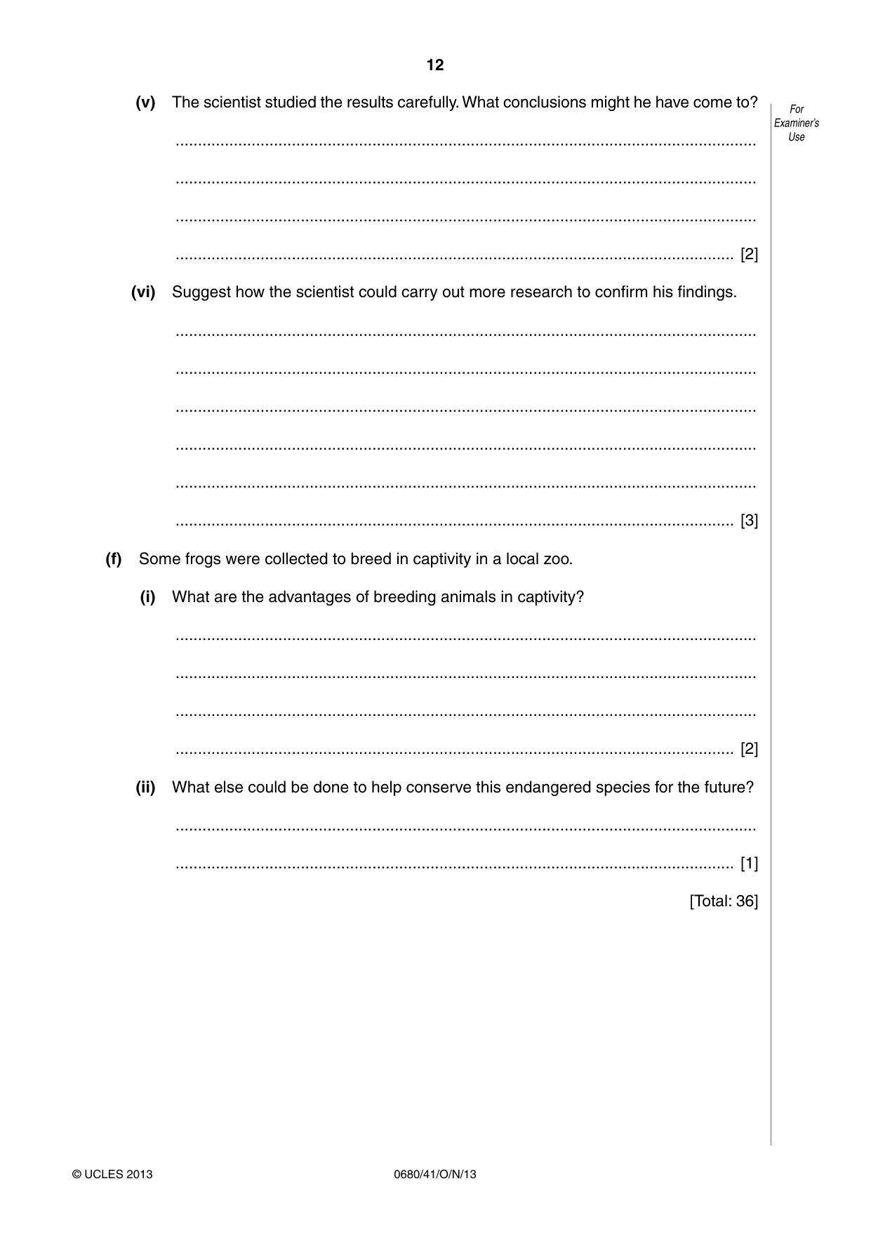 Cambridge IGCSE Environmental Management 0680 2013 Oct/Nov Paper 4 · Variant 1 question paper, page 12 of 20