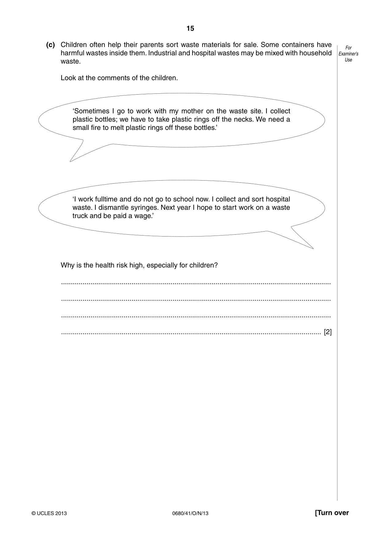 Cambridge IGCSE Environmental Management 0680 2013 Oct/Nov Paper 4 · Variant 1 question paper, page 15 of 20