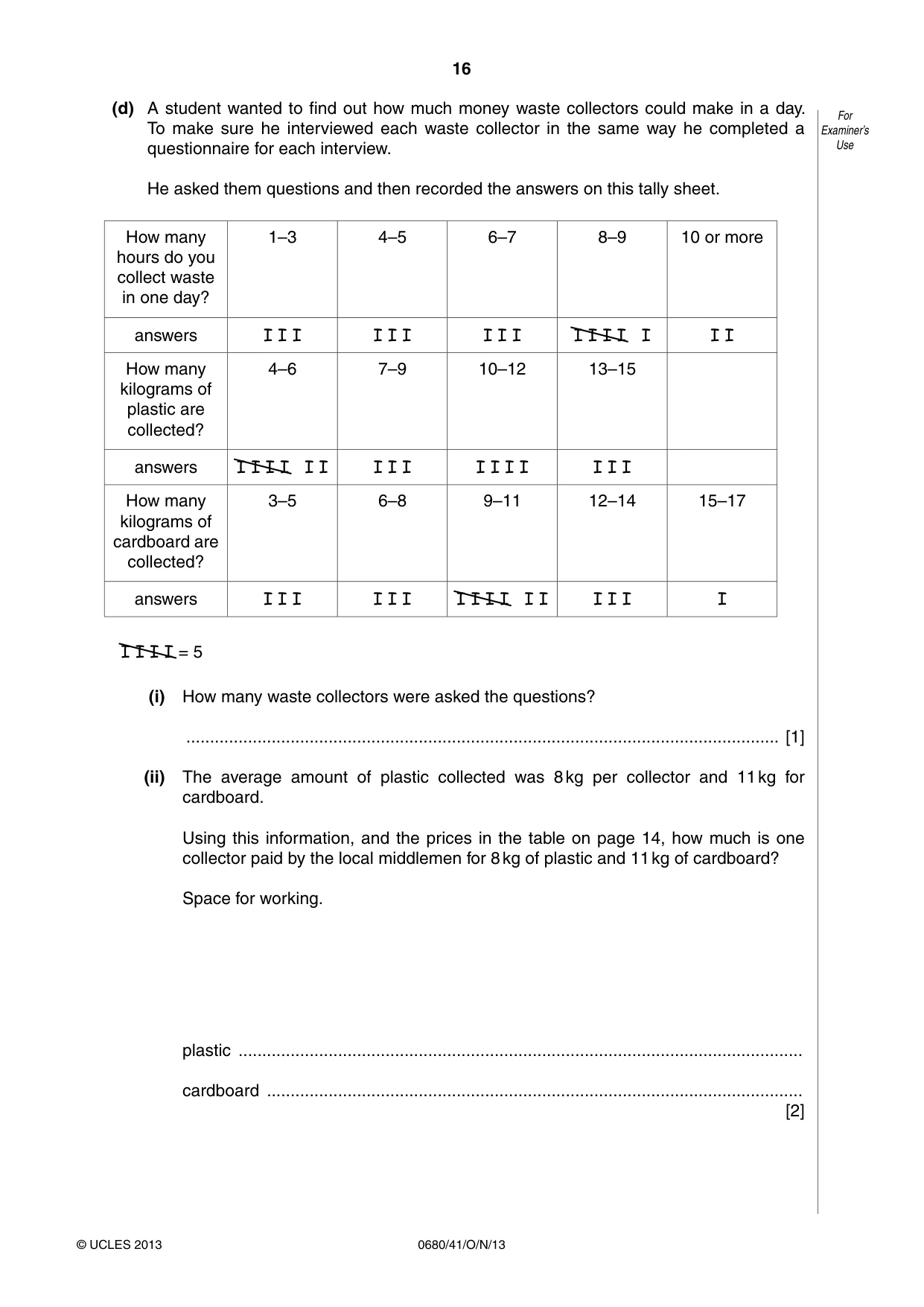 Cambridge IGCSE Environmental Management 0680 2013 Oct/Nov Paper 4 · Variant 1 question paper, page 16 of 20