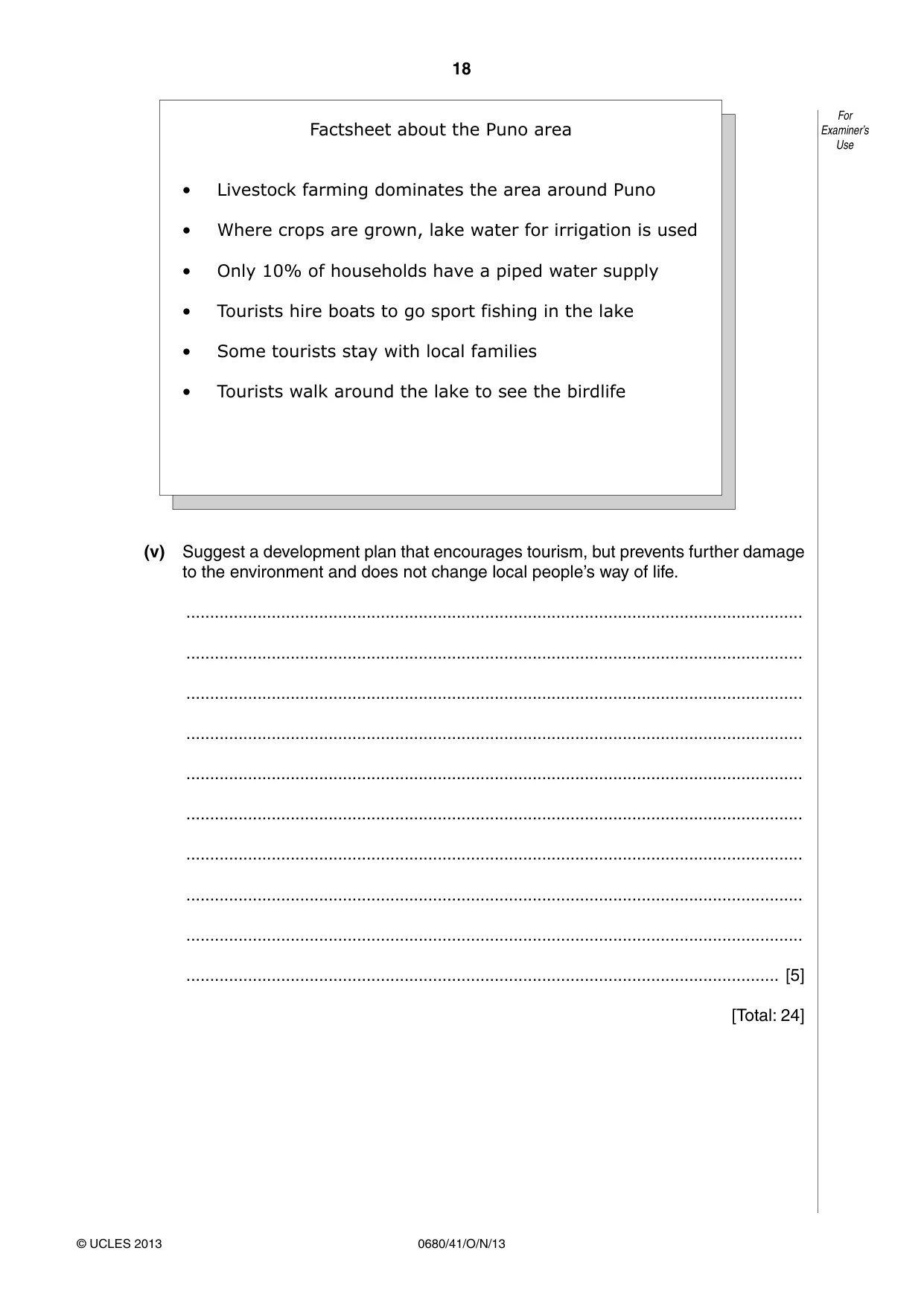 Cambridge IGCSE Environmental Management 0680 2013 Oct/Nov Paper 4 · Variant 1 question paper, page 18 of 20