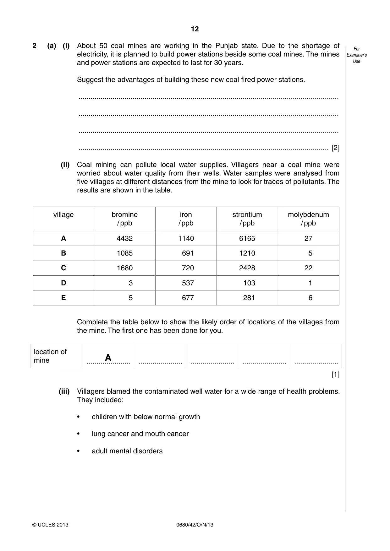 Cambridge IGCSE Environmental Management 0680 2013 Oct/Nov Paper 4 · Variant 2 question paper, page 12 of 20