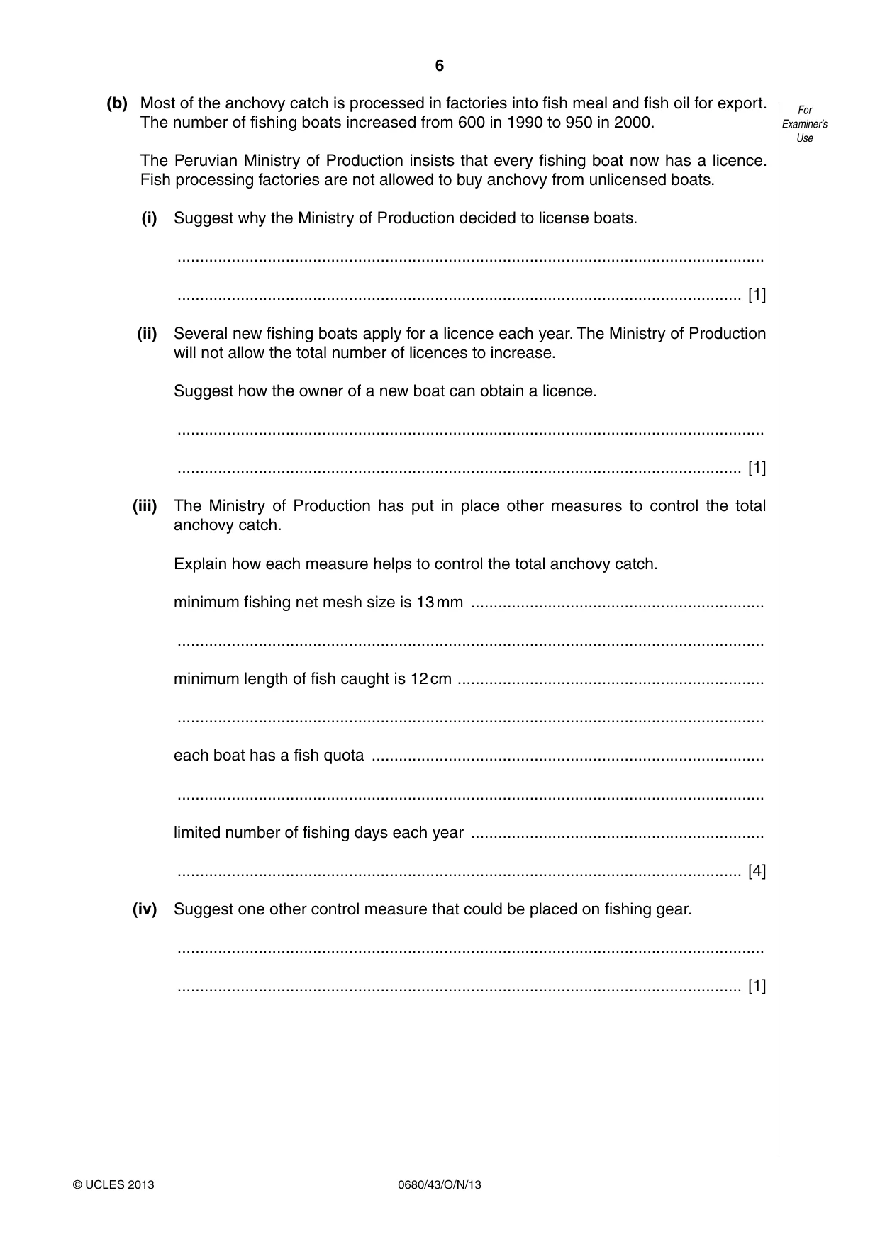 Cambridge IGCSE Environmental Management 0680 2013 Oct/Nov Paper 4 · Variant 3 question paper, page 6 of 16
