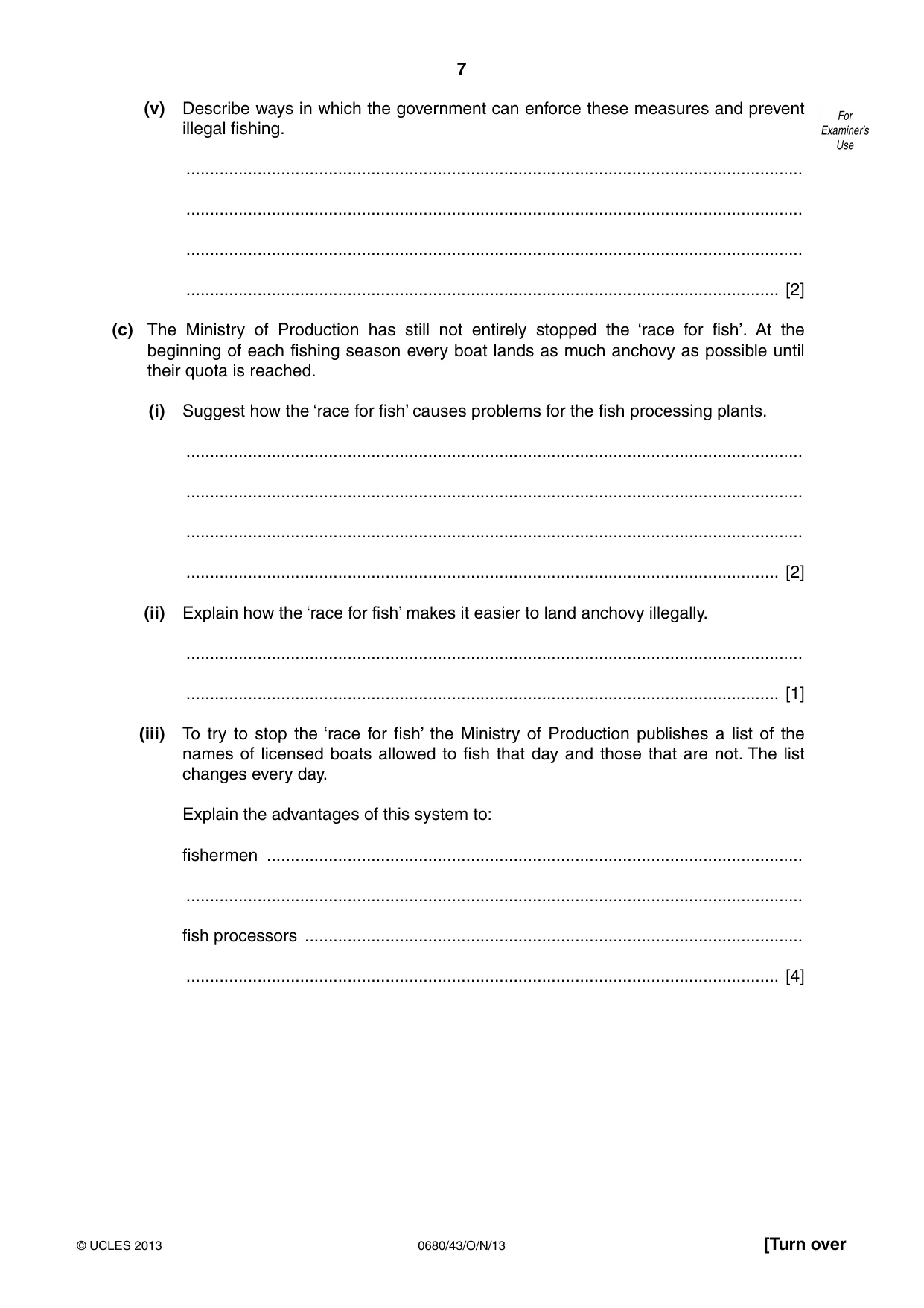 Cambridge IGCSE Environmental Management 0680 2013 Oct/Nov Paper 4 · Variant 3 question paper, page 7 of 16