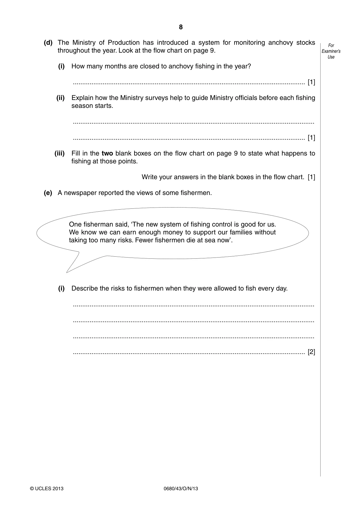 Cambridge IGCSE Environmental Management 0680 2013 Oct/Nov Paper 4 · Variant 3 question paper, page 8 of 16