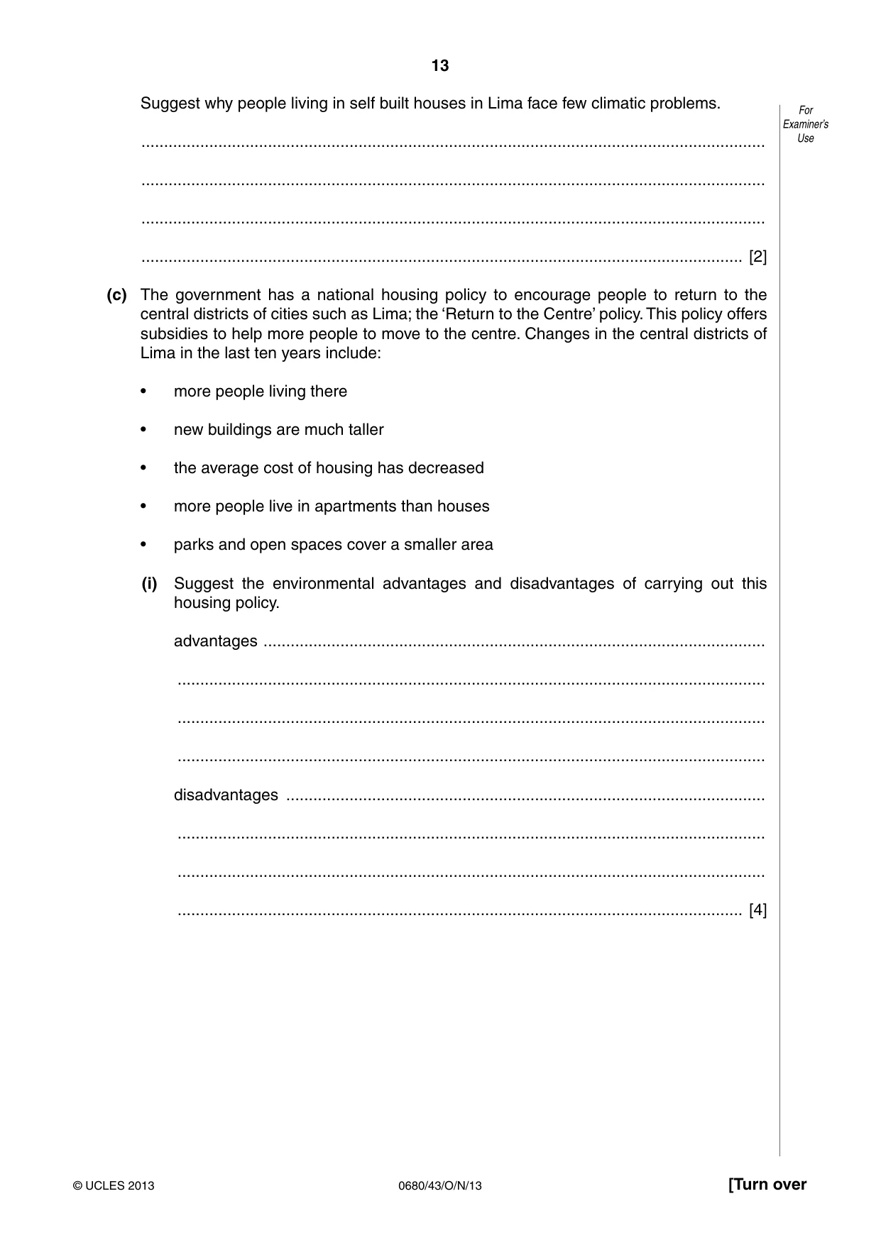 Cambridge IGCSE Environmental Management 0680 2013 Oct/Nov Paper 4 · Variant 3 question paper, page 13 of 16