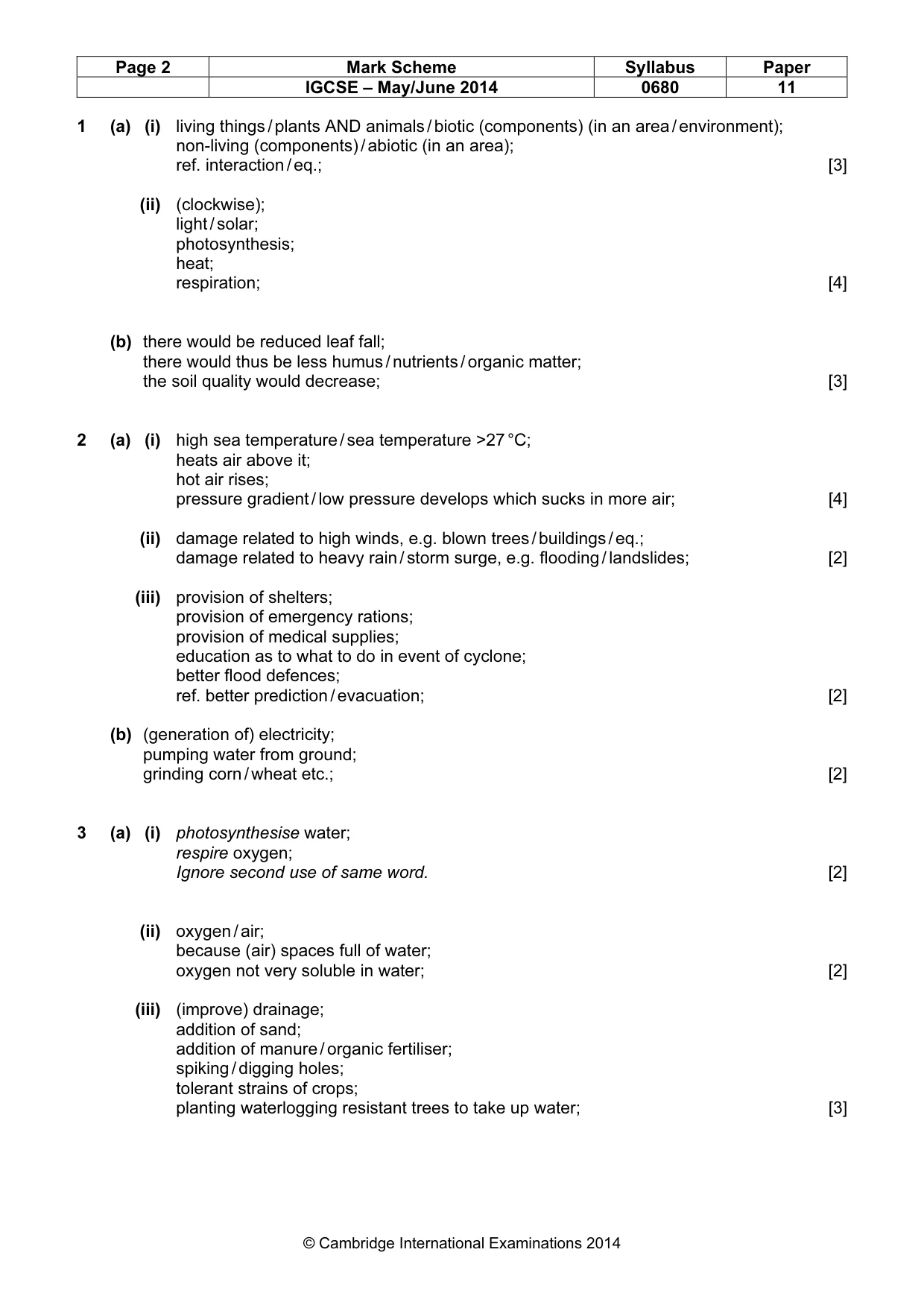 Mark scheme, page 2 of 4