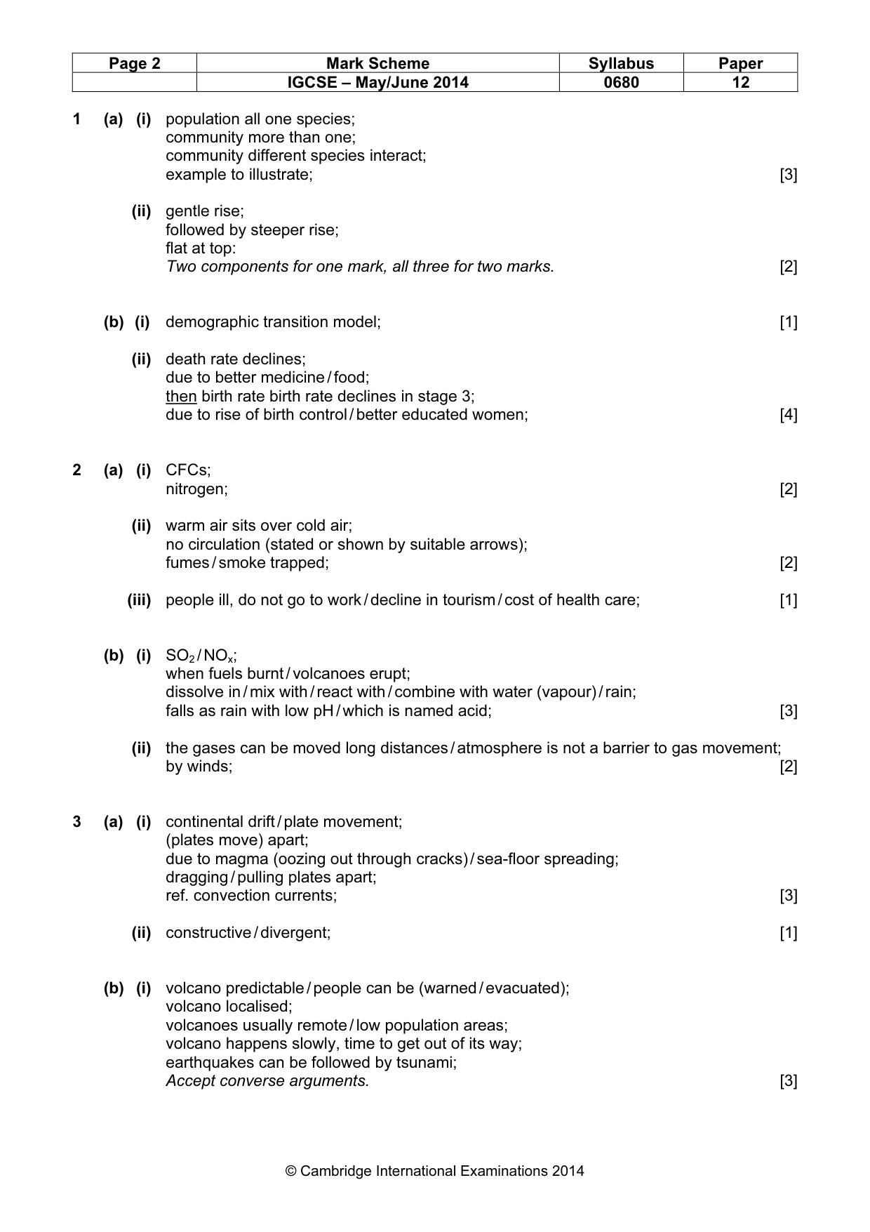 Mark scheme, page 2 of 5
