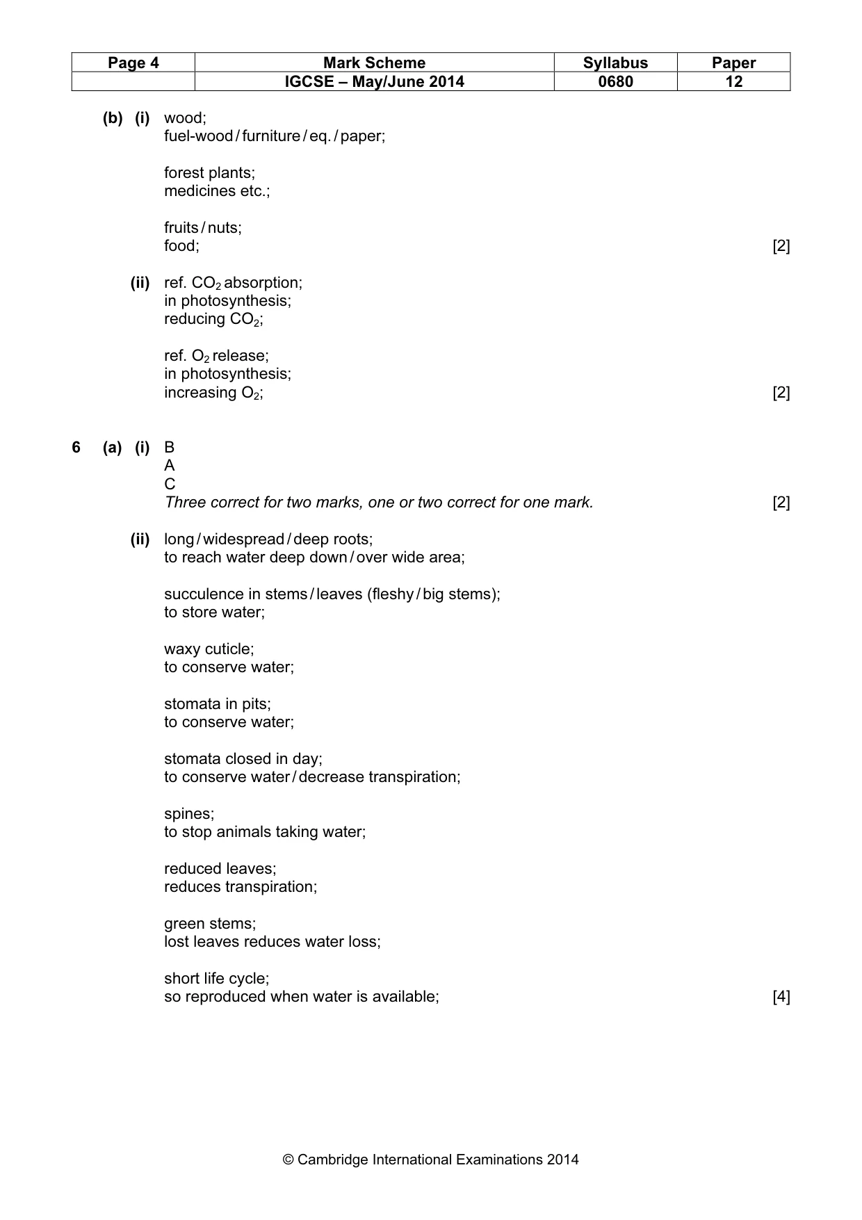 Mark scheme, page 4 of 5