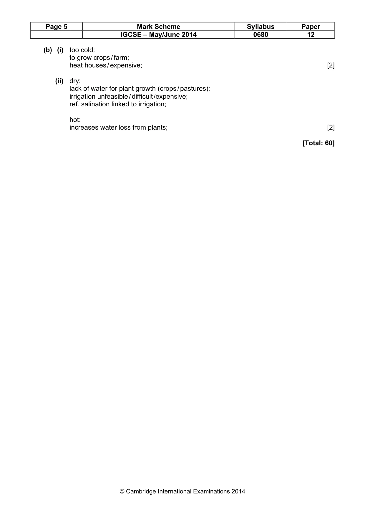 Mark scheme, page 5 of 5