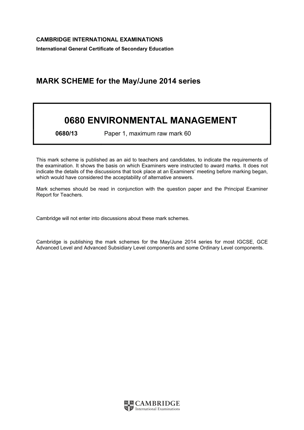 Mark scheme, page 1 of 7