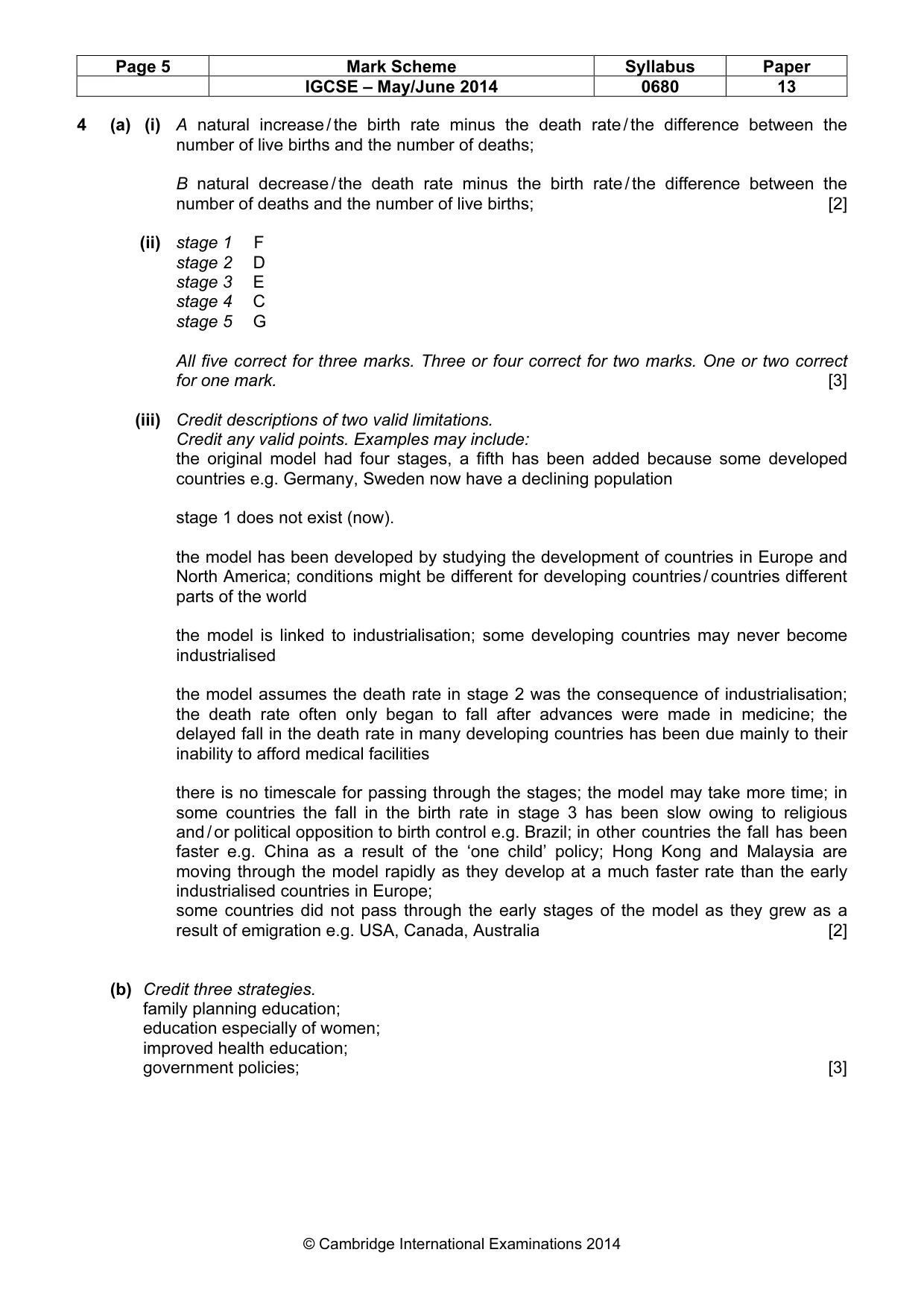 Mark scheme, page 5 of 7