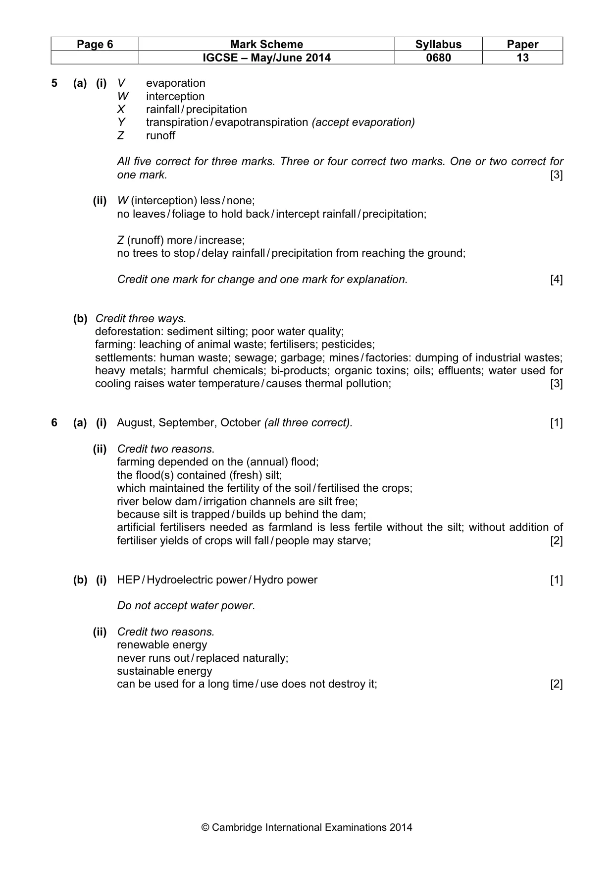 Mark scheme, page 6 of 7
