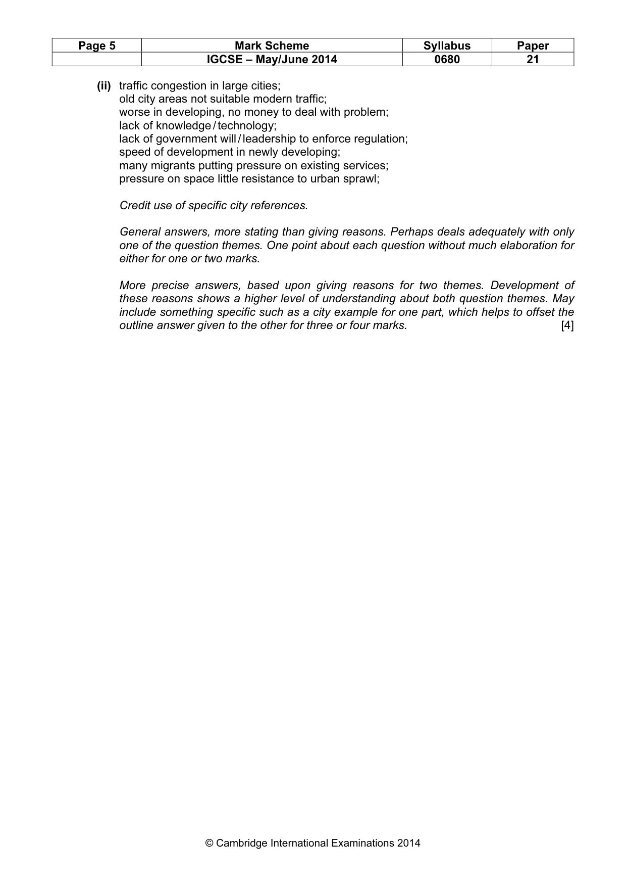 Mark scheme, page 5 of 8