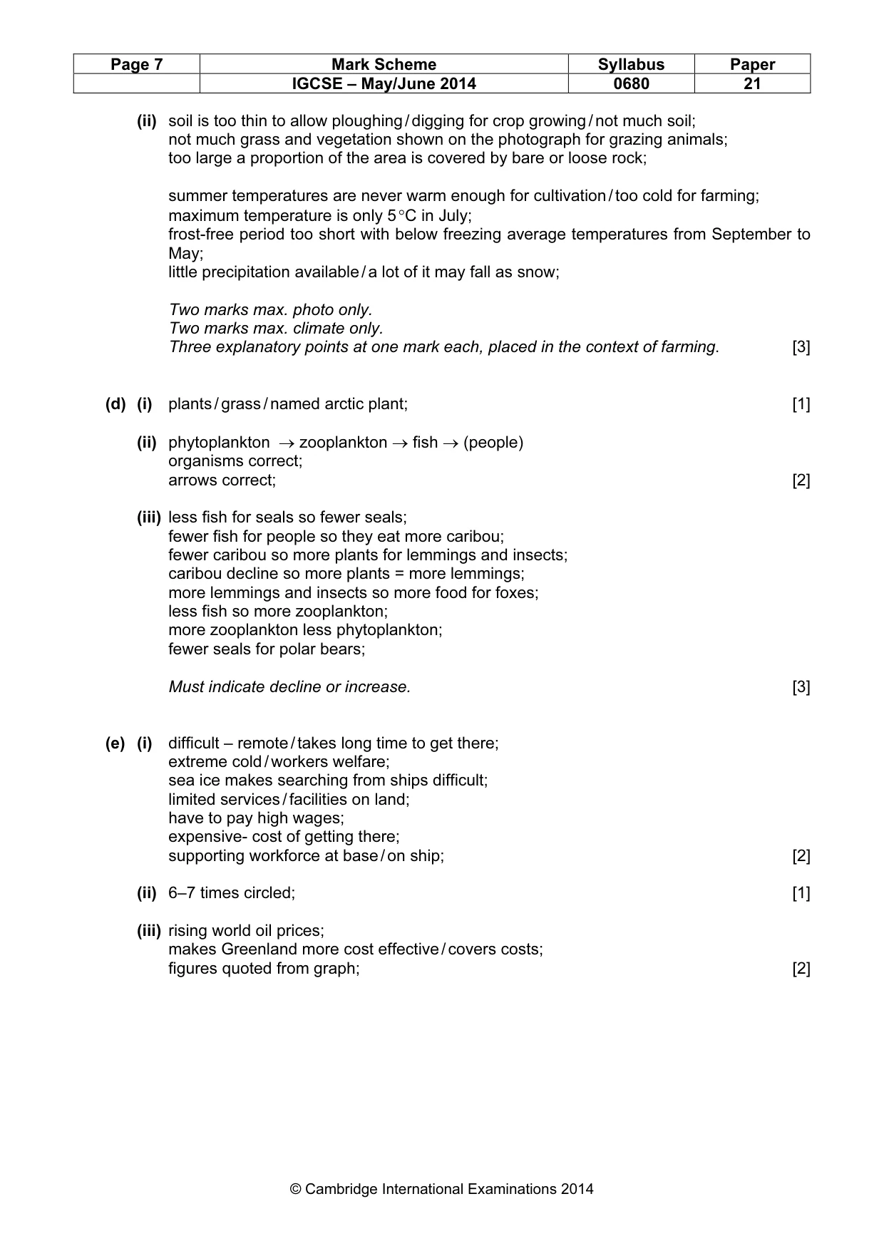 Mark scheme, page 7 of 8