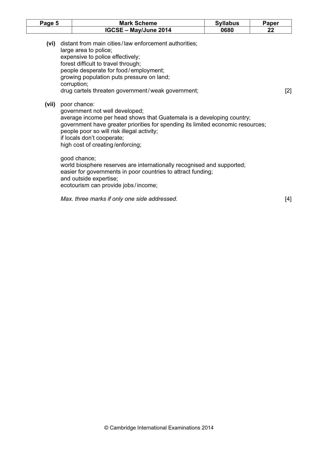 Mark scheme, page 5 of 8