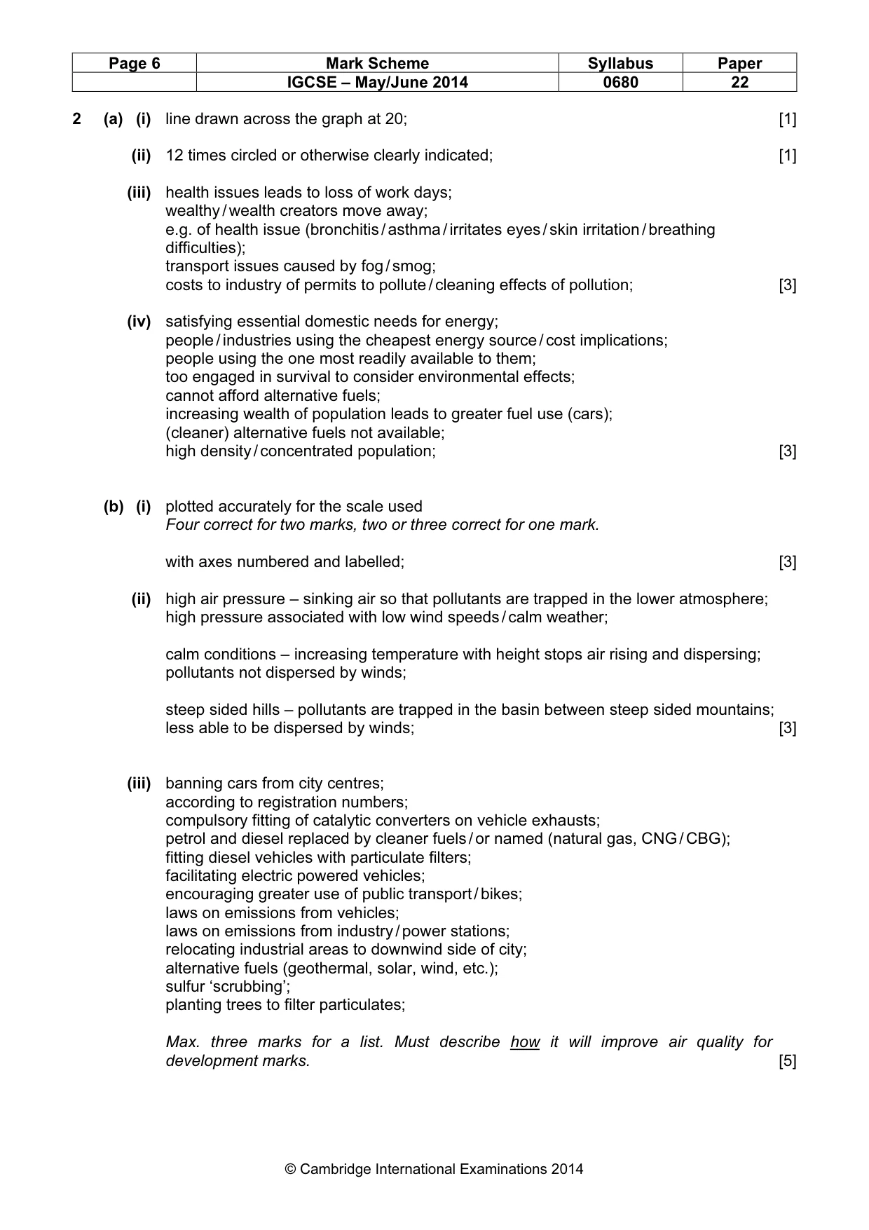 Mark scheme, page 6 of 8