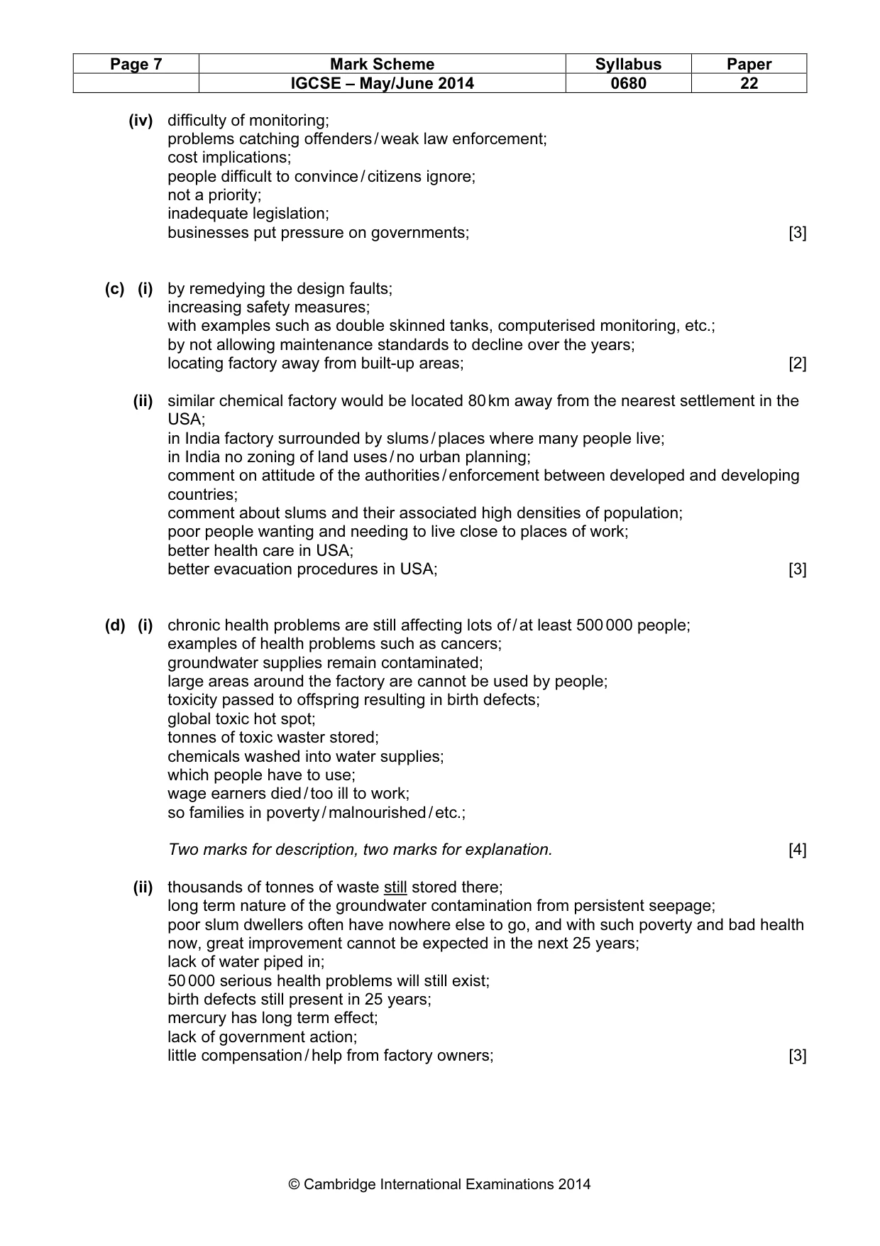 Mark scheme, page 7 of 8
