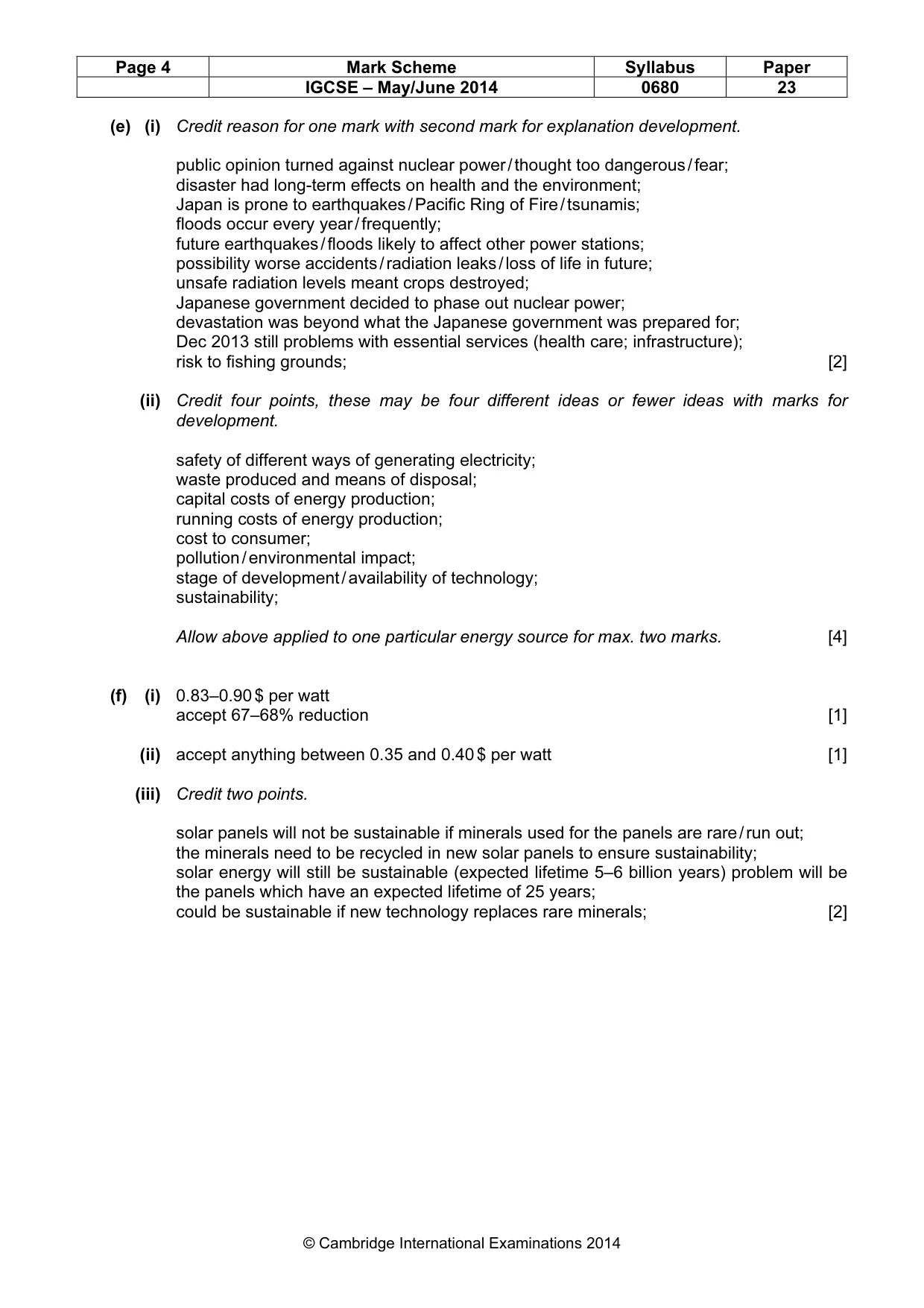 Mark scheme, page 4 of 8