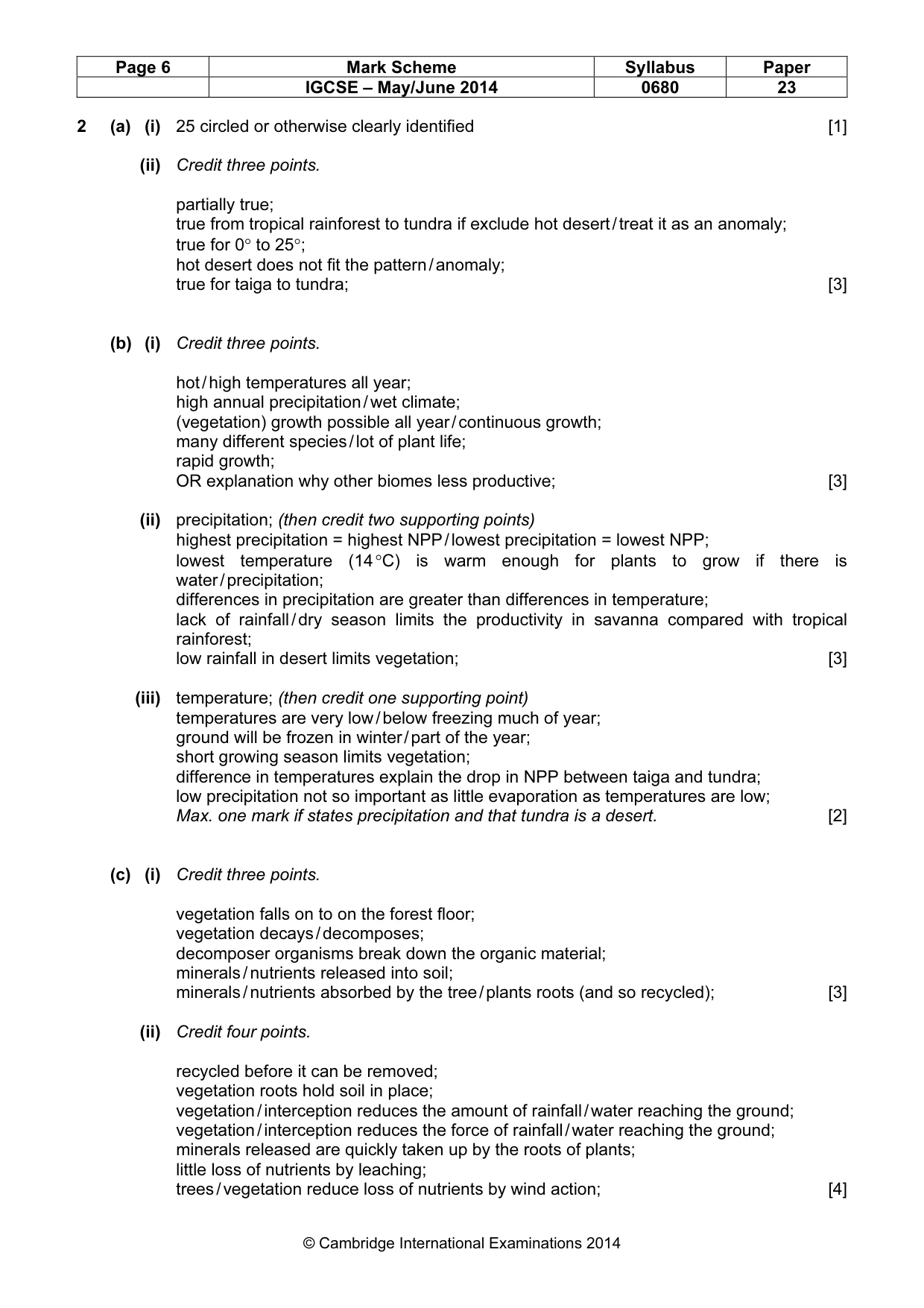Mark scheme, page 6 of 8