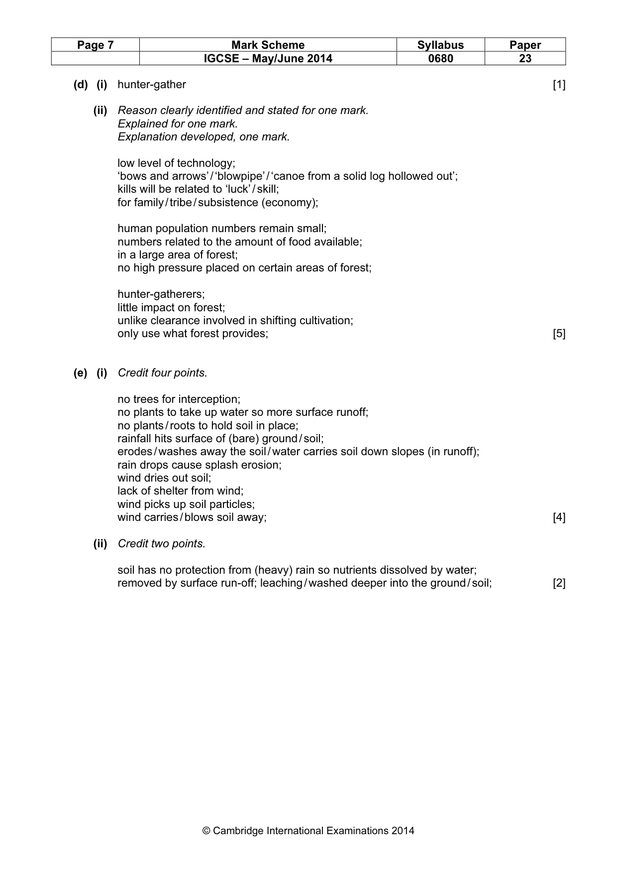 Mark scheme, page 7 of 8