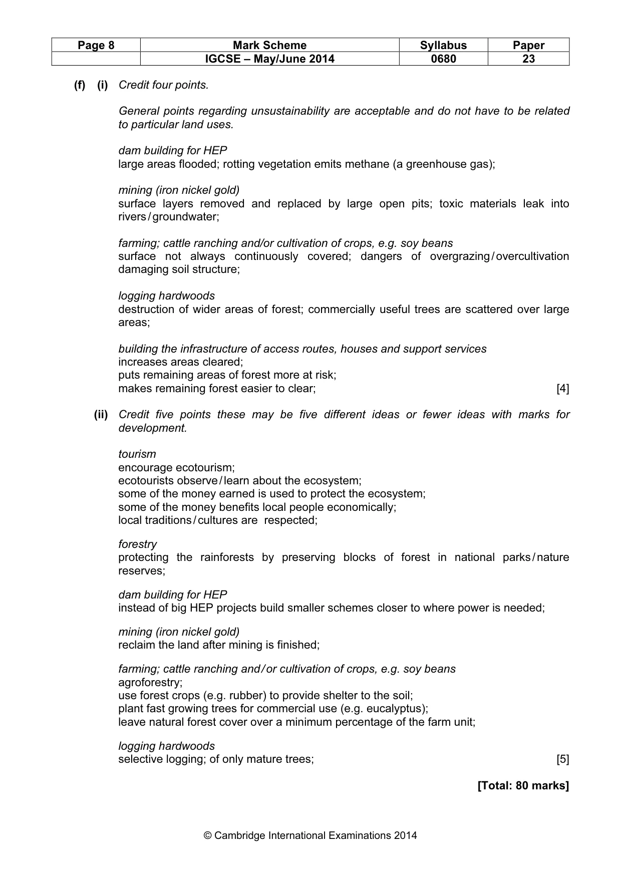 Mark scheme, page 8 of 8
