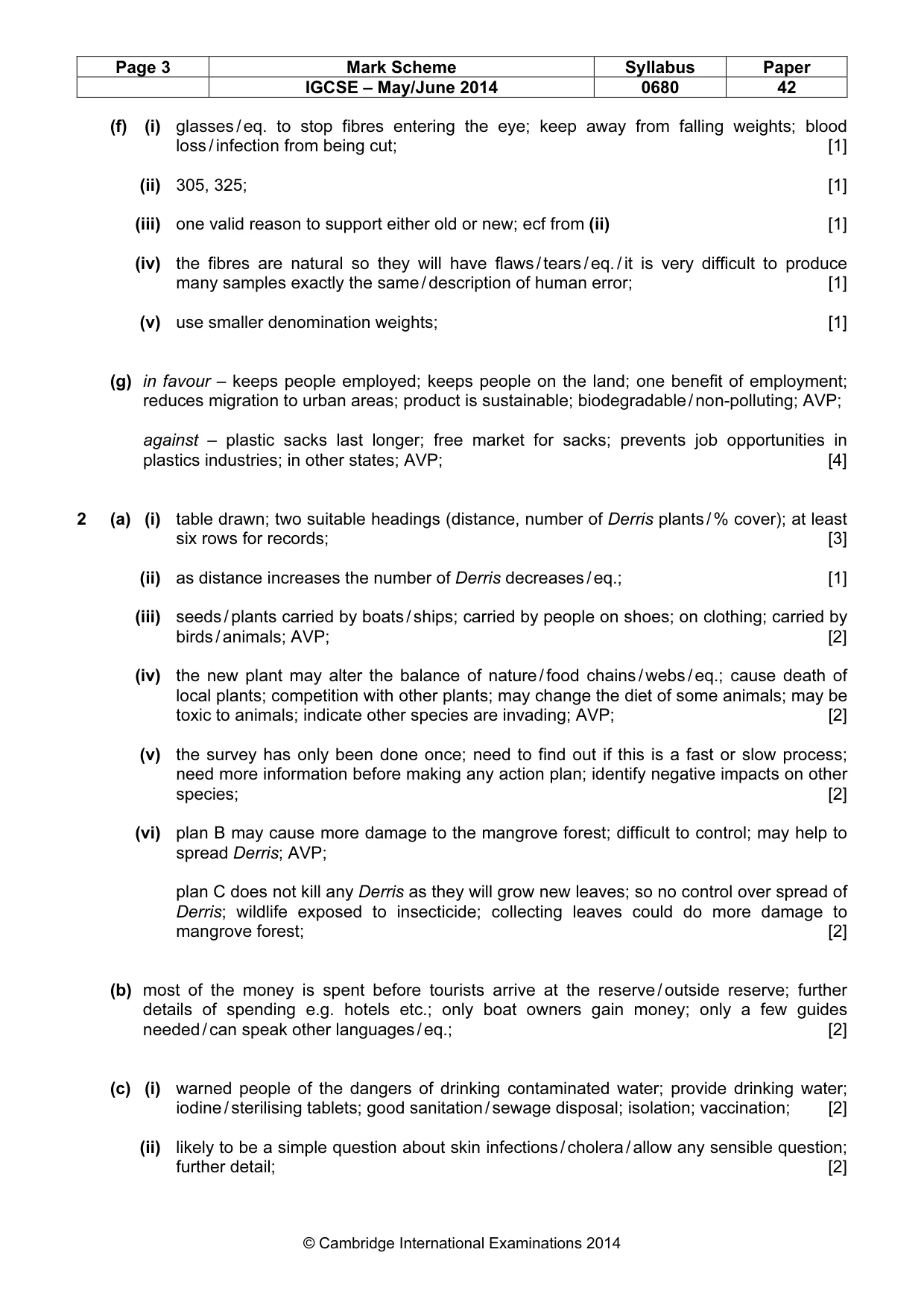 Mark scheme, page 3 of 4