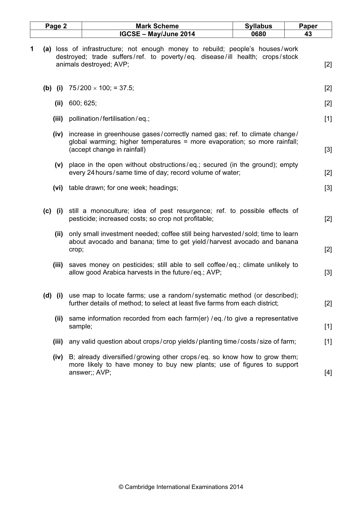 Mark scheme, page 2 of 3