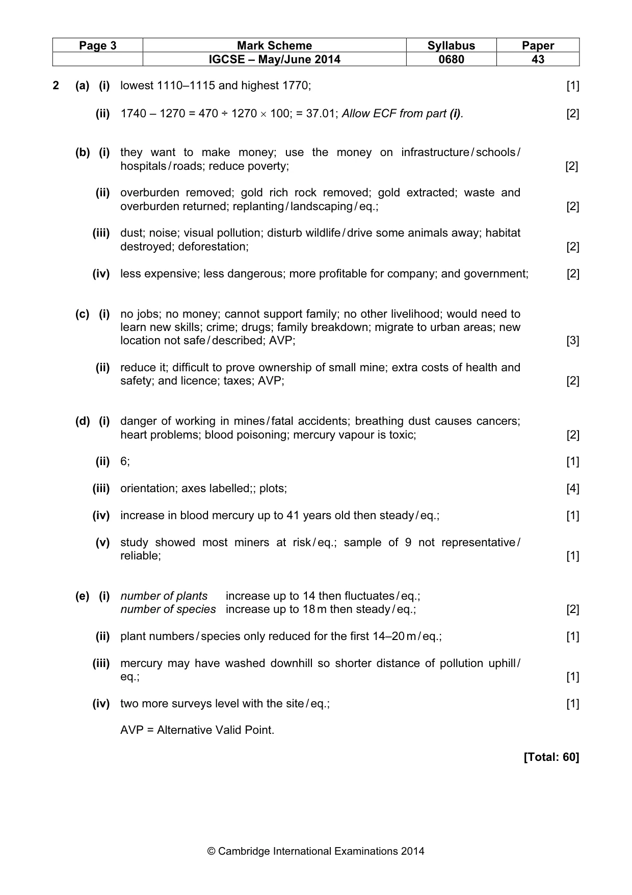 Mark scheme, page 3 of 3