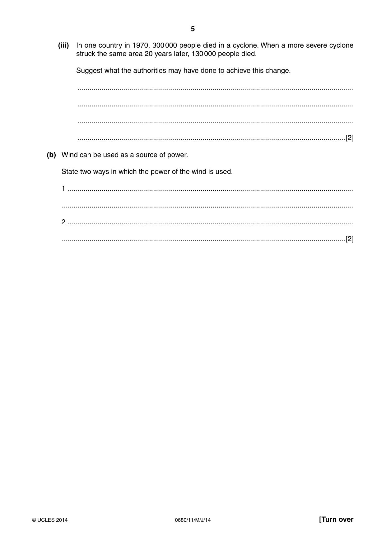 Cambridge IGCSE Environmental Management 0680 2014 May/June Paper 1 · Variant 1 question paper, page 5 of 16