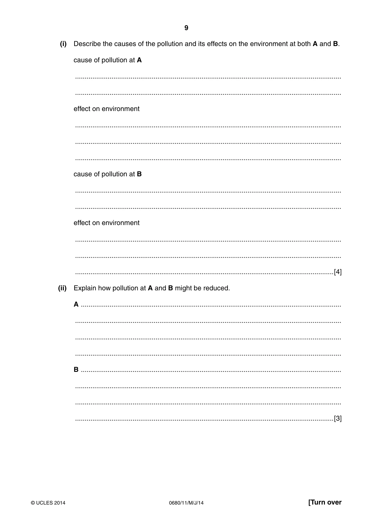 Cambridge IGCSE Environmental Management 0680 2014 May/June Paper 1 · Variant 1 question paper, page 9 of 16