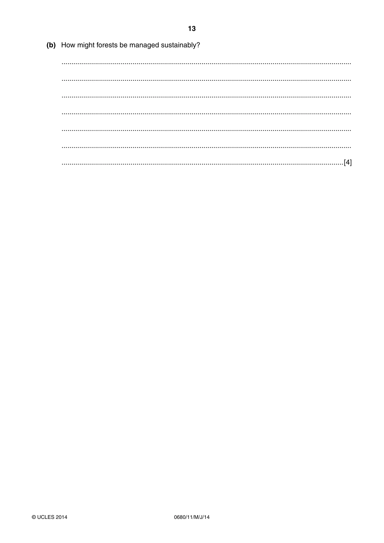 Cambridge IGCSE Environmental Management 0680 2014 May/June Paper 1 · Variant 1 question paper, page 13 of 16