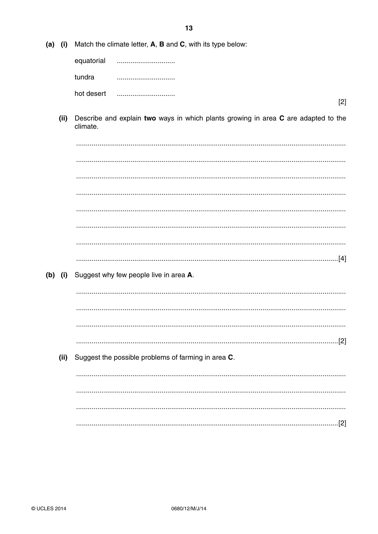 Cambridge IGCSE Environmental Management 0680 2014 May/June Paper 1 · Variant 2 question paper, page 13 of 16
