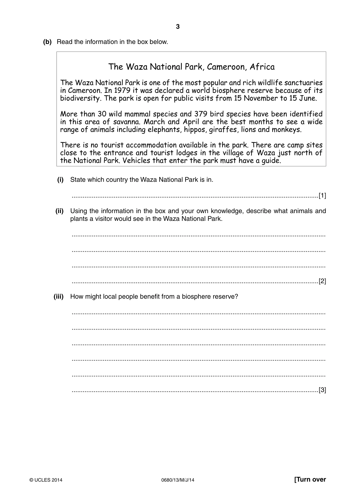 Cambridge IGCSE Environmental Management 0680 2014 May/June Paper 1 · Variant 3 question paper, page 3 of 16