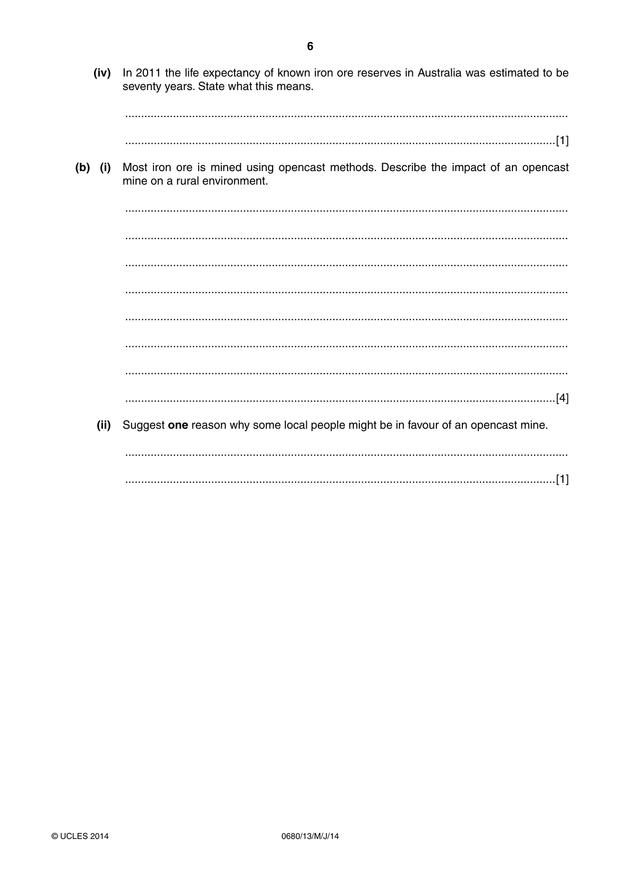 Cambridge IGCSE Environmental Management 0680 2014 May/June Paper 1 · Variant 3 question paper, page 6 of 16