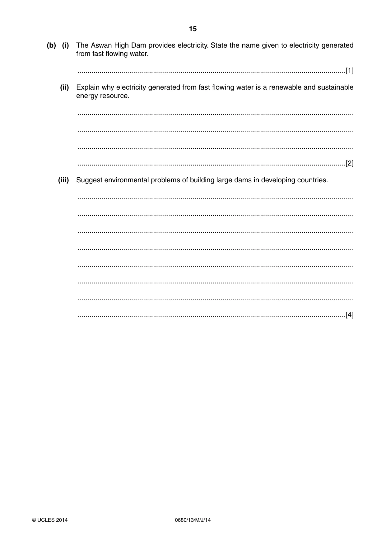 Cambridge IGCSE Environmental Management 0680 2014 May/June Paper 1 · Variant 3 question paper, page 15 of 16