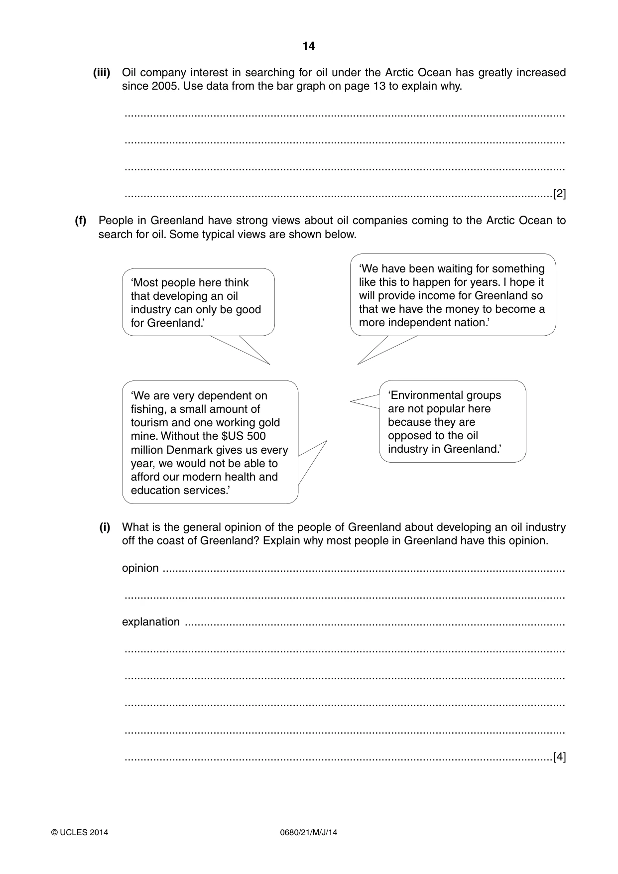 Cambridge IGCSE Environmental Management 0680 2014 May/June Paper 2 · Variant 1 question paper, page 14 of 16